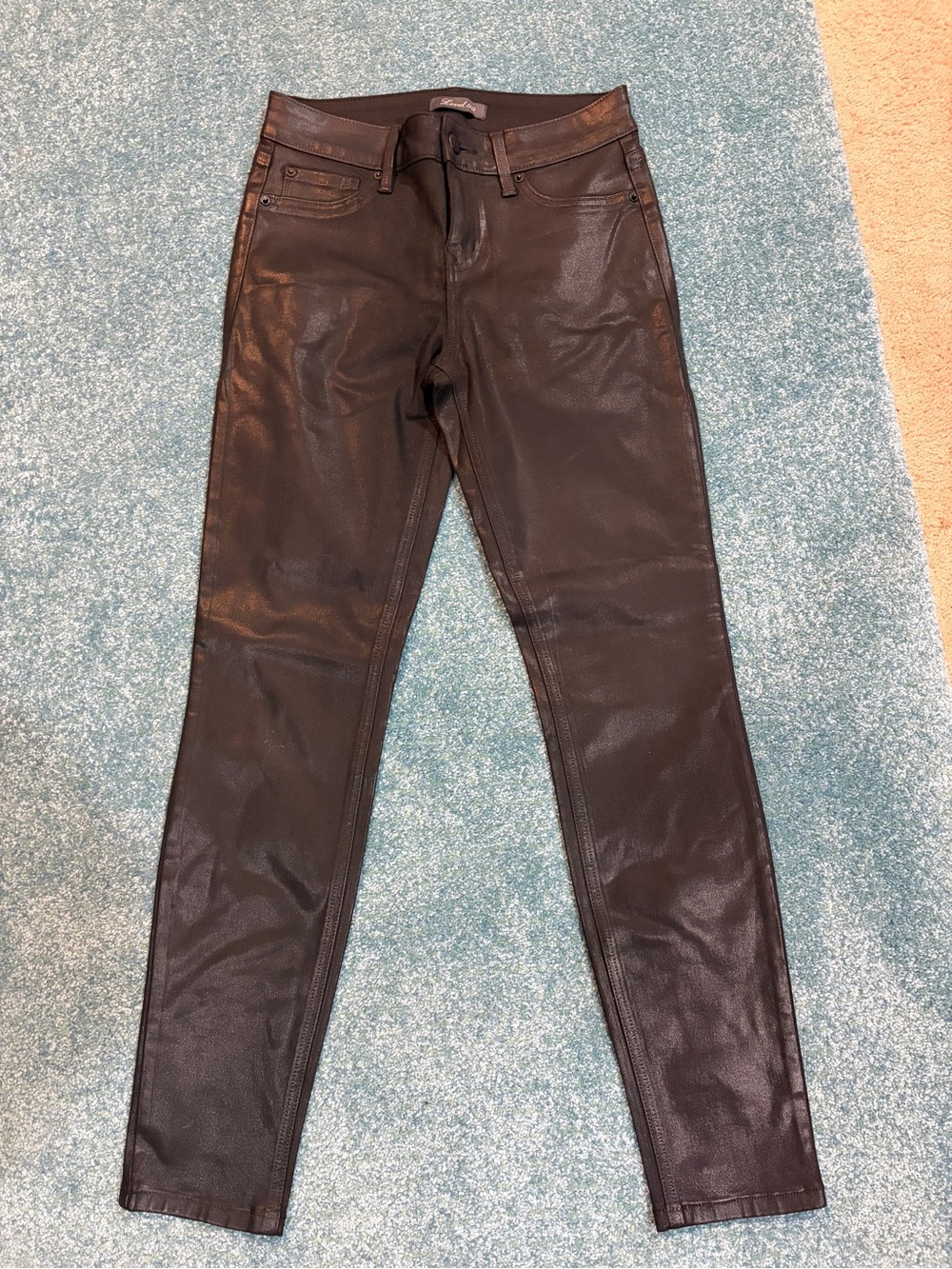 Level 99 Black Coated Skinny Jeans